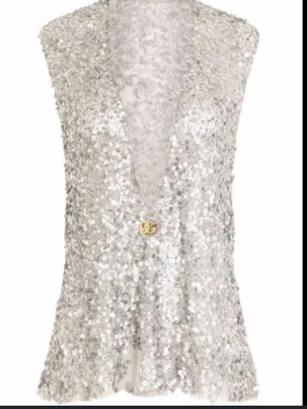 Dolce & Gabbana Silver Sequin Deep V Camisole - Picture 4 of 11